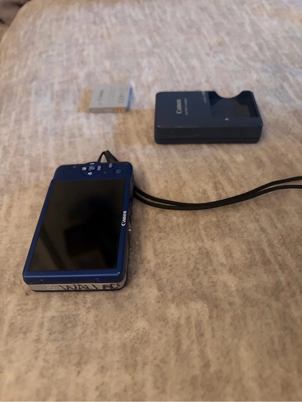 Canon Blue Compact Point-and-Shoot Camera with Charger and Battery